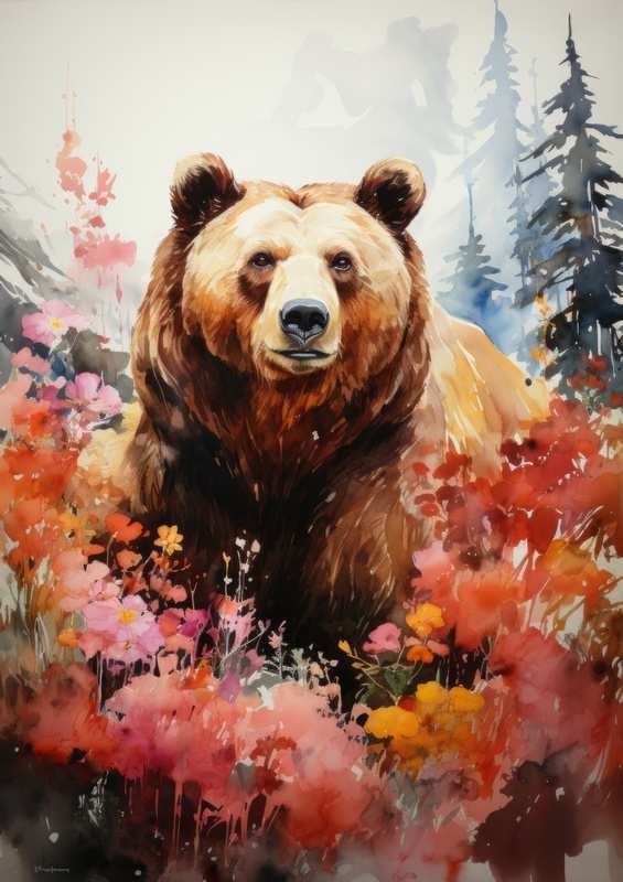 Brown bear in the woods | Metal Poster