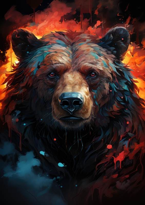 Brown bear painted | Metal Poster