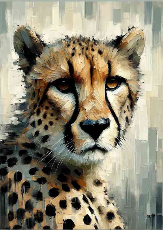 Cheetahs face using a heavy palette knife technique | Poster