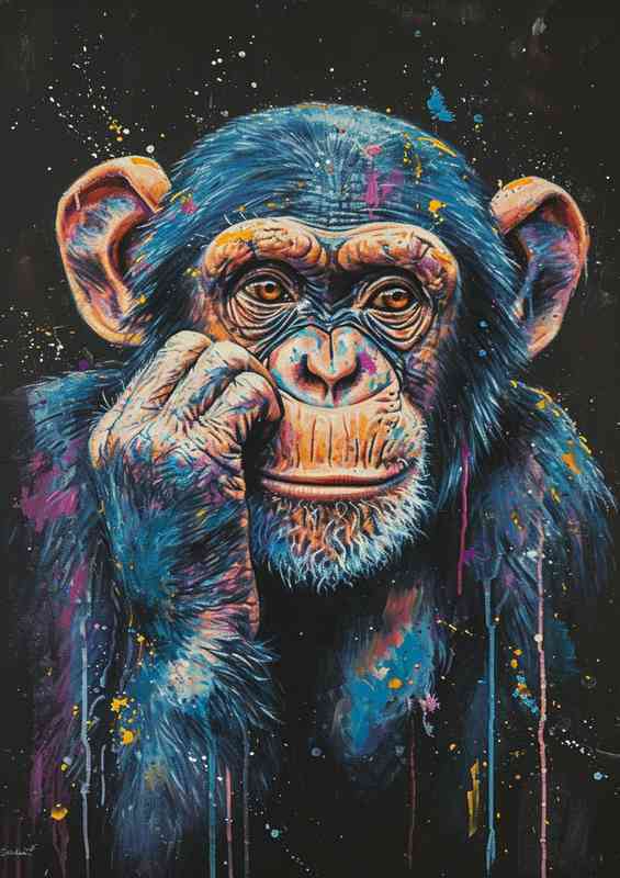 Chimp monkey deep in thought | Di-Bond