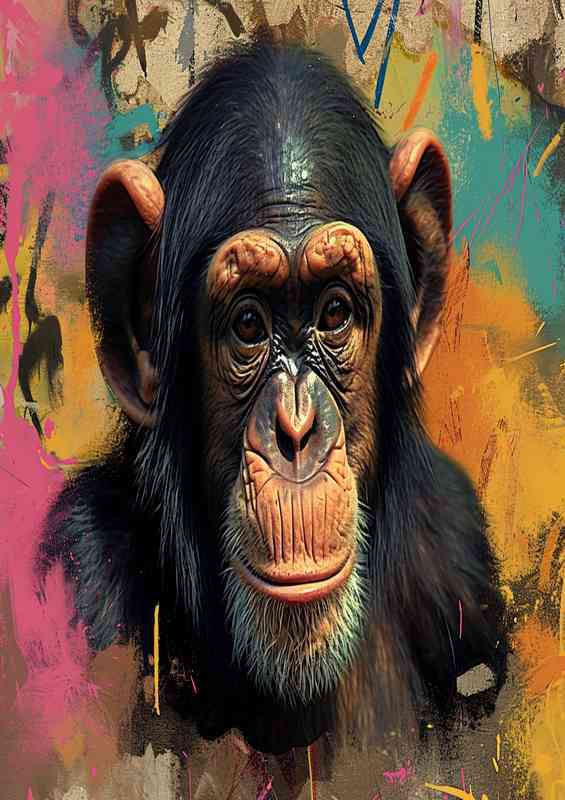 Chimp monkey in street art style | Canvas