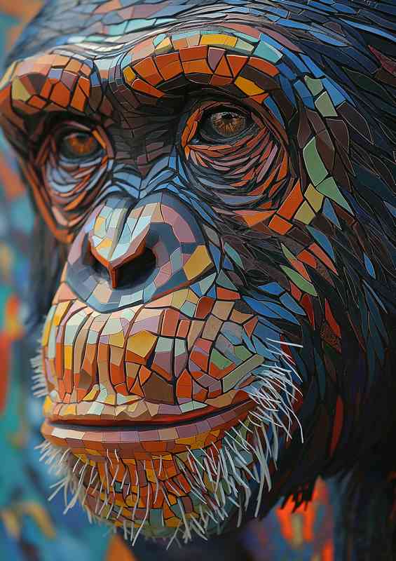 Chimpanzees abstract street art face | Canvas