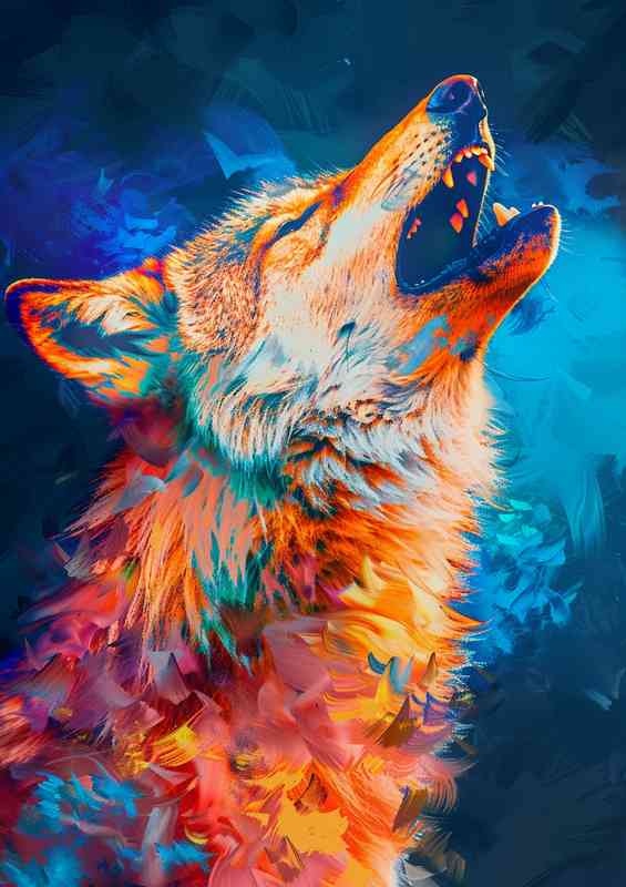 Coloured Wolf Howling | Poster