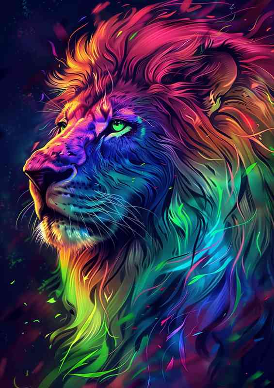 Colourful Lions Head | Metal Poster