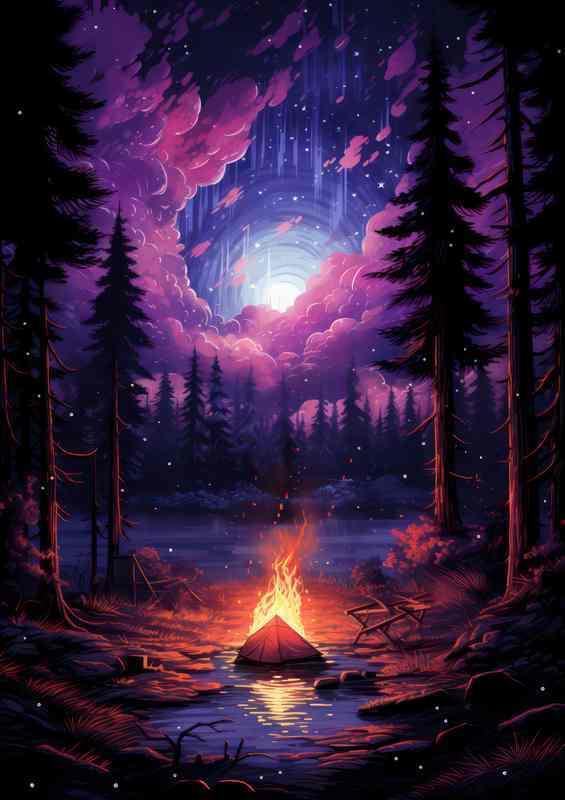 Mystic Midnight Lagoon with the starts and moon out | Poster