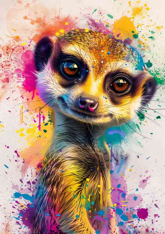 Cute meerkat with big eyes smiley face | Poster