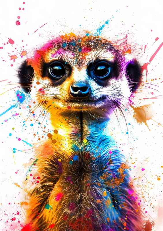 Cute meerkat with big eyes smiley face colorful paint | Canvas