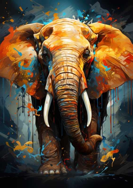 Elephant with colourful ears | Di-Bond