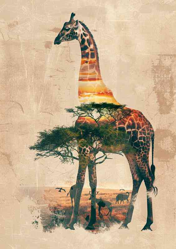 Exposed Giraffe with the trees | Canvas