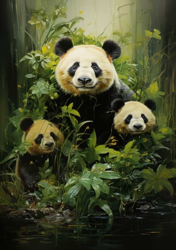 Family of Pandas | Metal Poster
