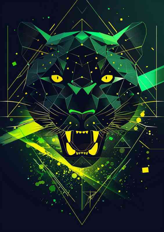 Geometric angry panther | Poster