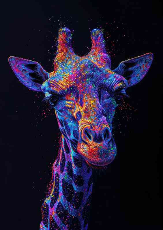 Giraffe colorful neon style | Di-Bond