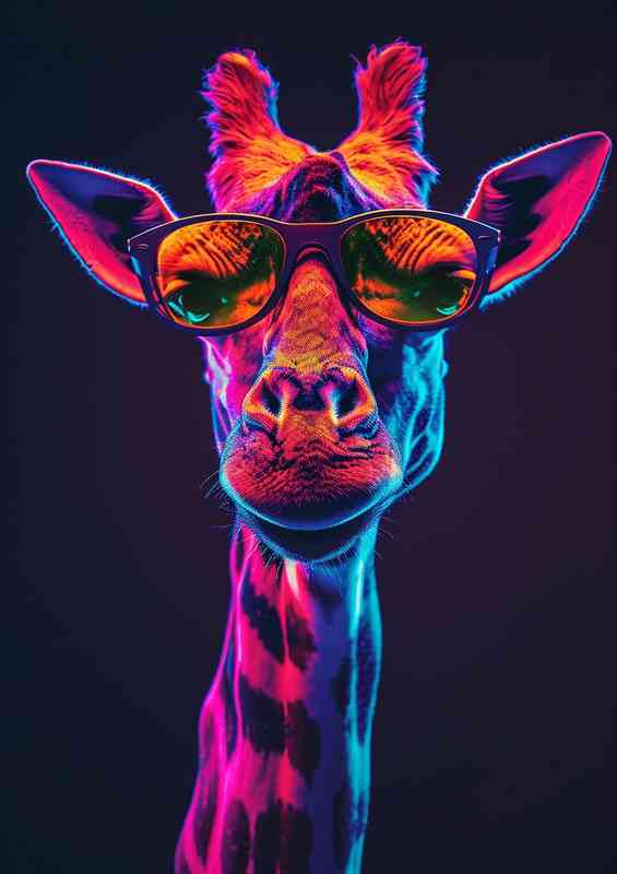 Giraffe in a neon colour | Canvas