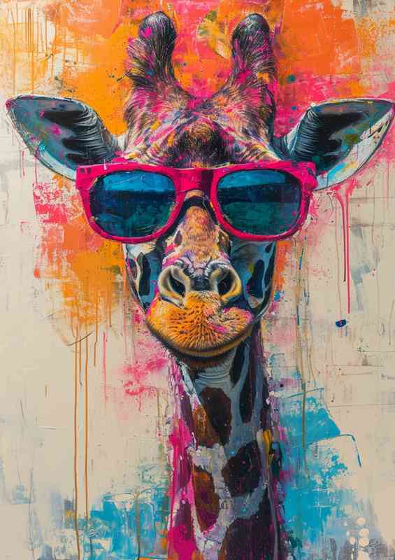 Giraffe wearing sunglasses street art | Canvas