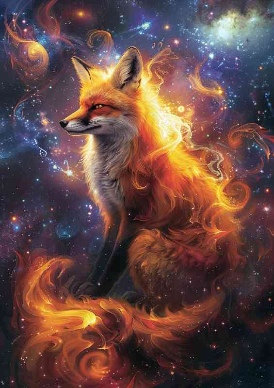 Golden fox with fur that glows like fire | Metal Poster