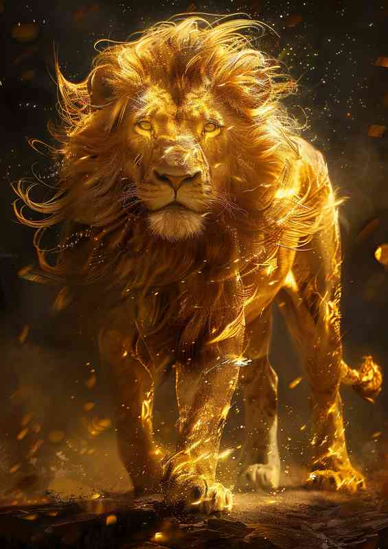 Golden lion is standing | Poster