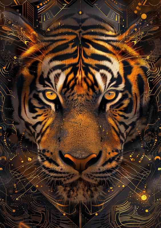 Golden orange tigers with bright eyes | Di-Bond