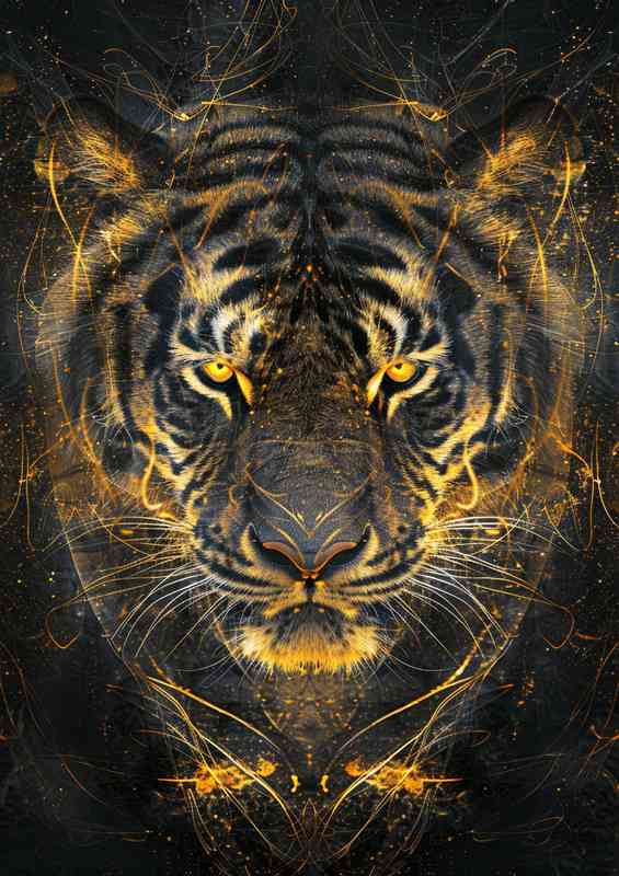 Golden yellows tigers art | Canvas