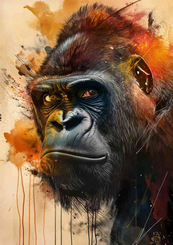 Gorilla painted street art style | Poster