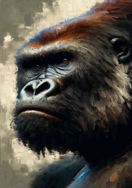 Gorillas face using a heavy palette knife technique | Poster