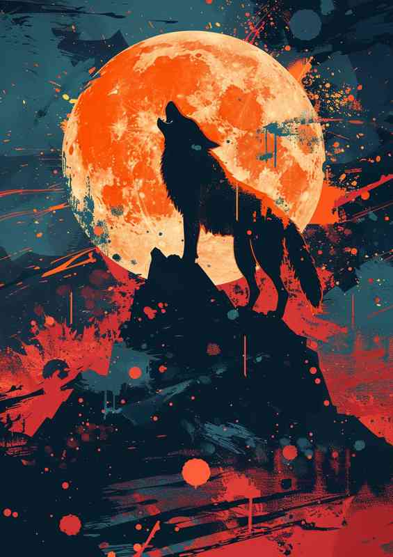Howling wolf on the mountain | Poster