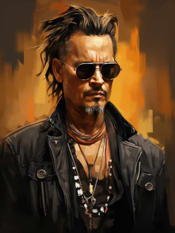 Caricature of Johnny Depp cool look | Canvas