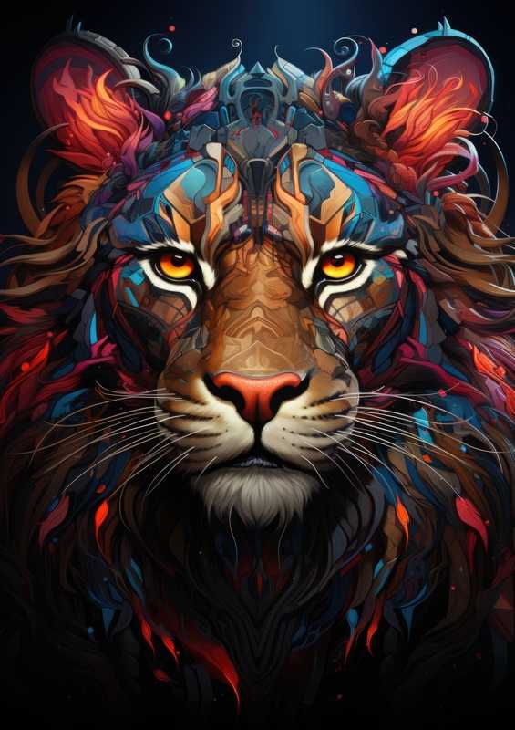 Lion and the painted face | Poster