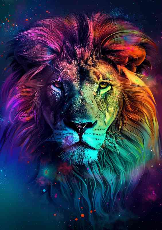 Lion head so colourful | Metal Poster