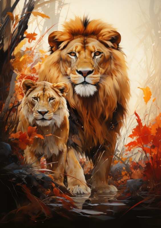 Lioness and the Tiger | Metal Poster
