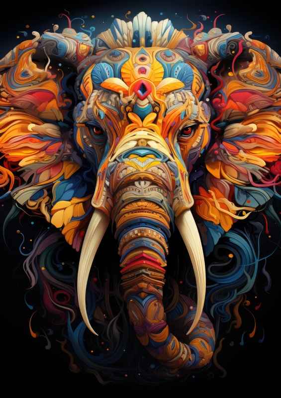 Magestic colourful Elephant | Canvas