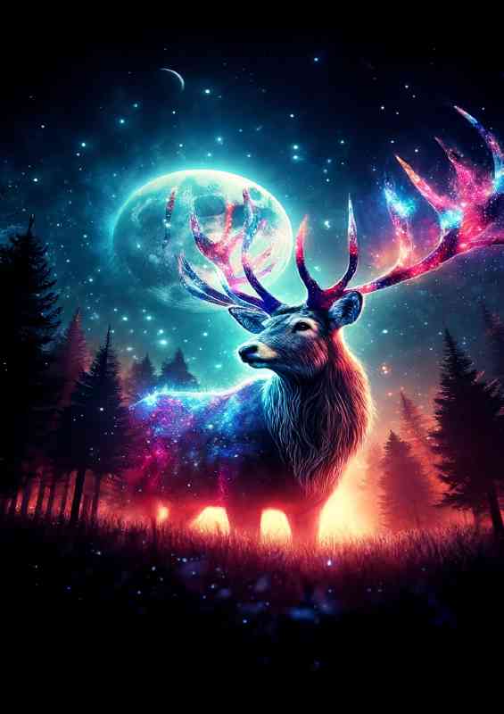 Majestic Stag antlers illuminated with celestial light | Canvas