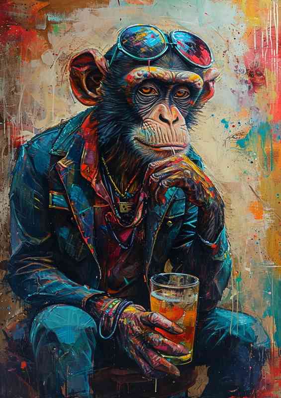 Monkey deep in thought street art | Poster