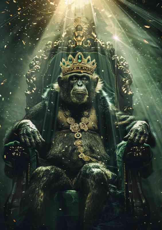 Monkey dressed as the king of the woods sitting | Canvas