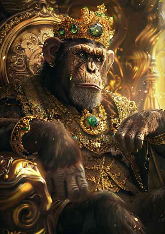 Monkey dressed in an ornate robe and wearing a crown | Poster