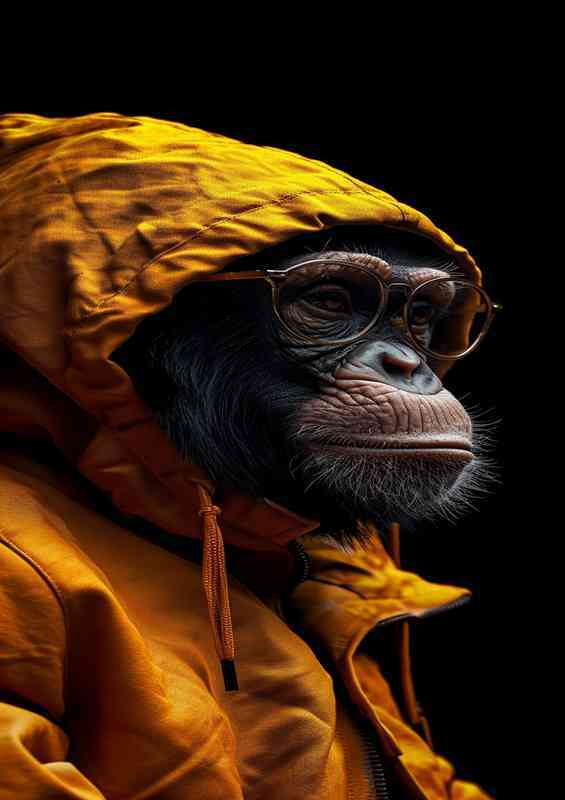 Monkey in a cool yellow jacket realisum | Poster