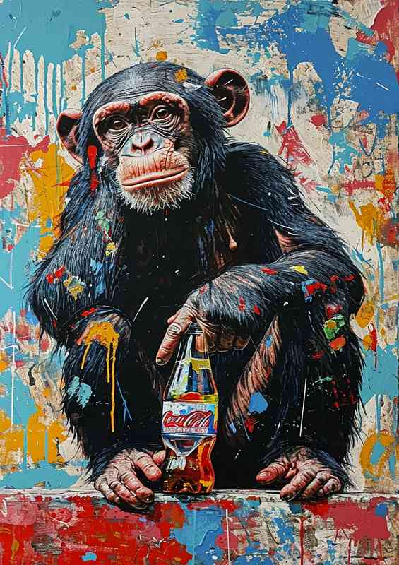 Monkey sits drinking clooa | Di-Bond
