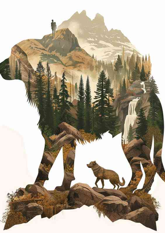 Mountain Dog with double exposure | Canvas