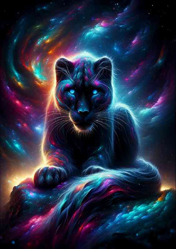 Mystical Panther its fur swirling with cosmic dust and vibrant auroras | Canvas