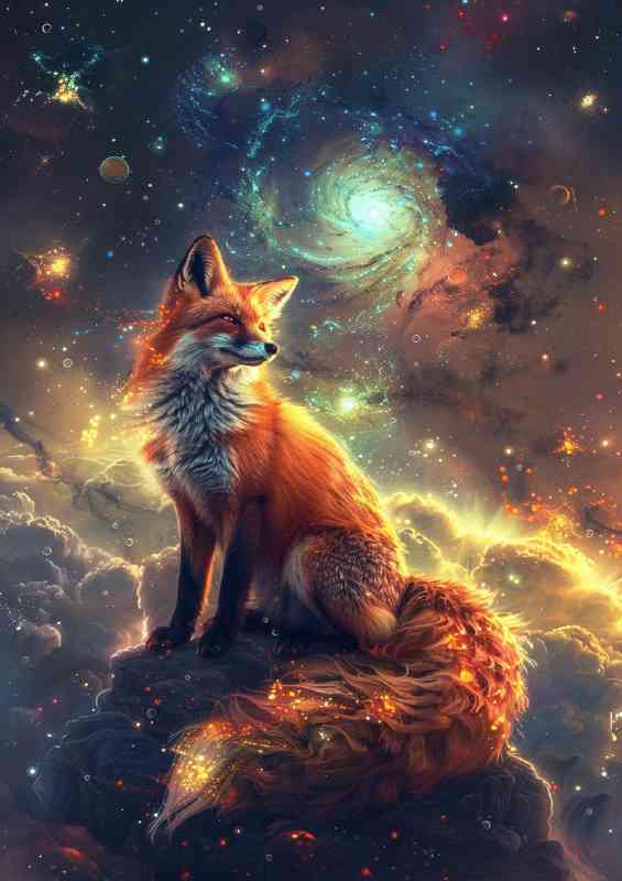 Mystical golden Fox with fur that glows | Di-Bond