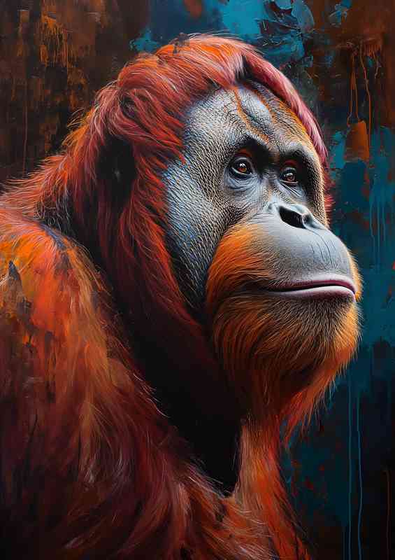 Orangutan in the style of spray painted realism | Di-Bond
