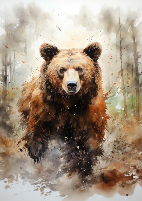 Painted brown Bear | Di-Bond