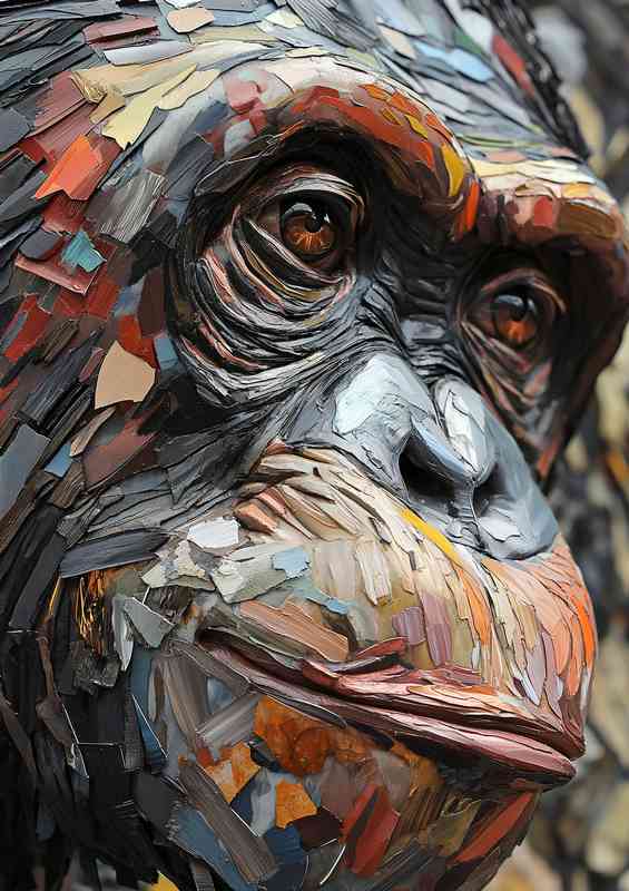 Painted face of chimpanzees in graffiti | Metal Poster
