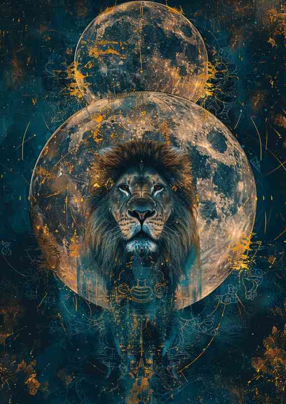 Painting of a loin and the moons | Di-Bond