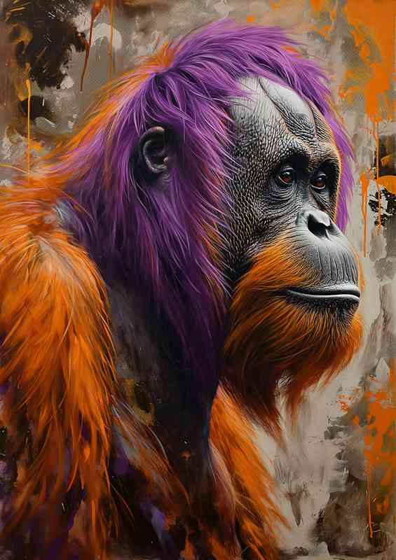 Painting orangutan with bright purple hair | Canvas