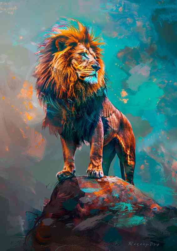 Powerful lion proud on the rock | Canvas