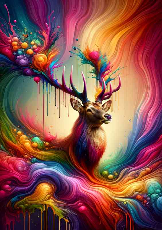 Regal deer with antlers that bloom | Poster
