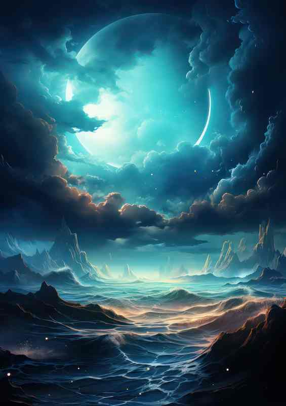 Spirit Winter Wilderness moon apearing through clouds | Canvas