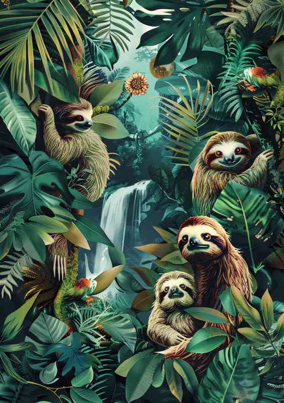 Sloth made of various jungle_elements | Di-Bond