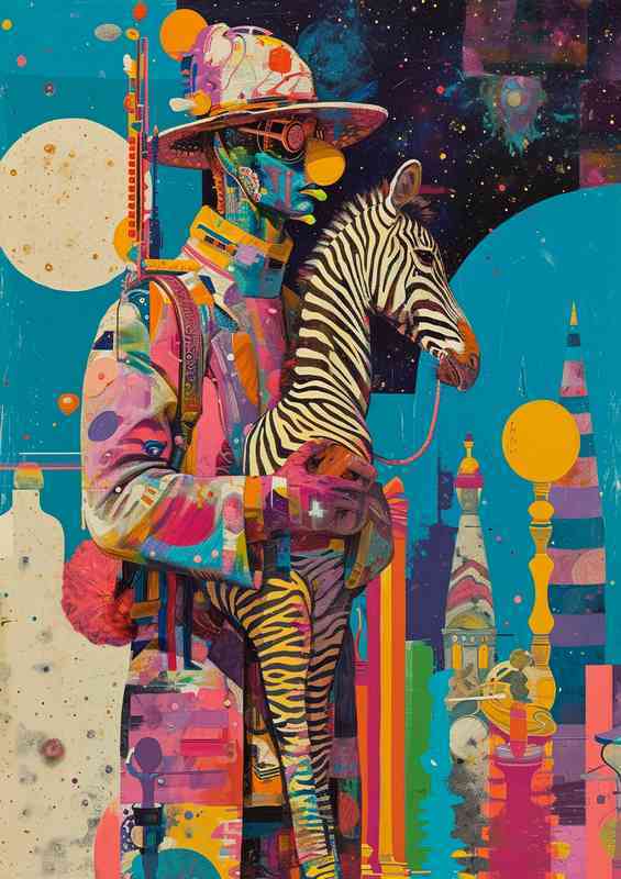 Taking the pet zebra for a walk | Metal Poster