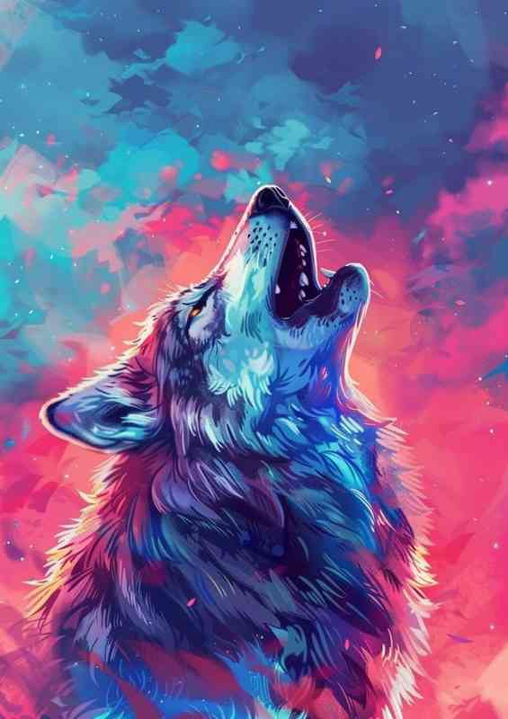 The Colourful howling wolf | Di-Bond
